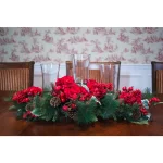 Nearly Natural 30 in. Holiday Hydrangea Candelabrum Centerpiece with 3 Glass Hurricane Holders thumbnail 2