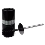 Unbranded Black Ceramic Luxury Toilet Brush Holder with Sequin Accents and Stainless Steel Handle thumbnail 2
