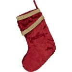 VHC Brands 15 in. Red Viscose Velvet Christmas Stocking with Gold Paisley Embroidery thumbnail 2