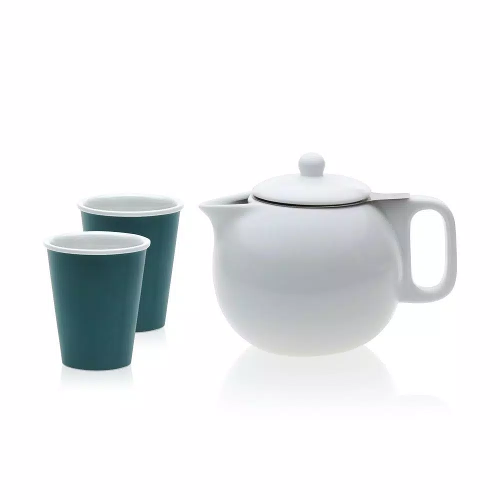 VIVA Scandinavia Jaimi 3-Piece Porcelain Teapot and Laura Cup Set, 4.5-Cup