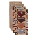 RITZ T-fal Coffee Print and Solid Cotton Kitchen Dish Towel Set, 4-Pack thumbnail 1