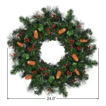 Costway 24 in. Pre-Lit Artificial Christmas Wreath with 50 Warm White LED Lights and Timer thumbnail 2