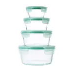 OXO Good Grips Smart Seal 8-Piece Borosilicate Glass Round Food Storage Container Set thumbnail 1