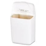HOSPECO Wall Mount Sanitary Napkin Receptacle, White ABS Plastic, 1 Gallon thumbnail 1
