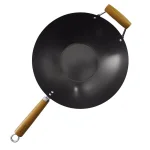 KENMORE 14 in. Carbon Steel Non-Stick Flat Bottom Wok with Wooden Handles thumbnail 2