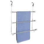 Home Basics 3-Bar Over-the-Door Towel Rack in Chrome with Ceramic Knobs thumbnail 3