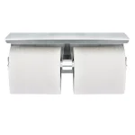 Alpine Industries Double Post Toilet Paper Holder with Storage Shelf, Brushed Stainless Steel thumbnail 3