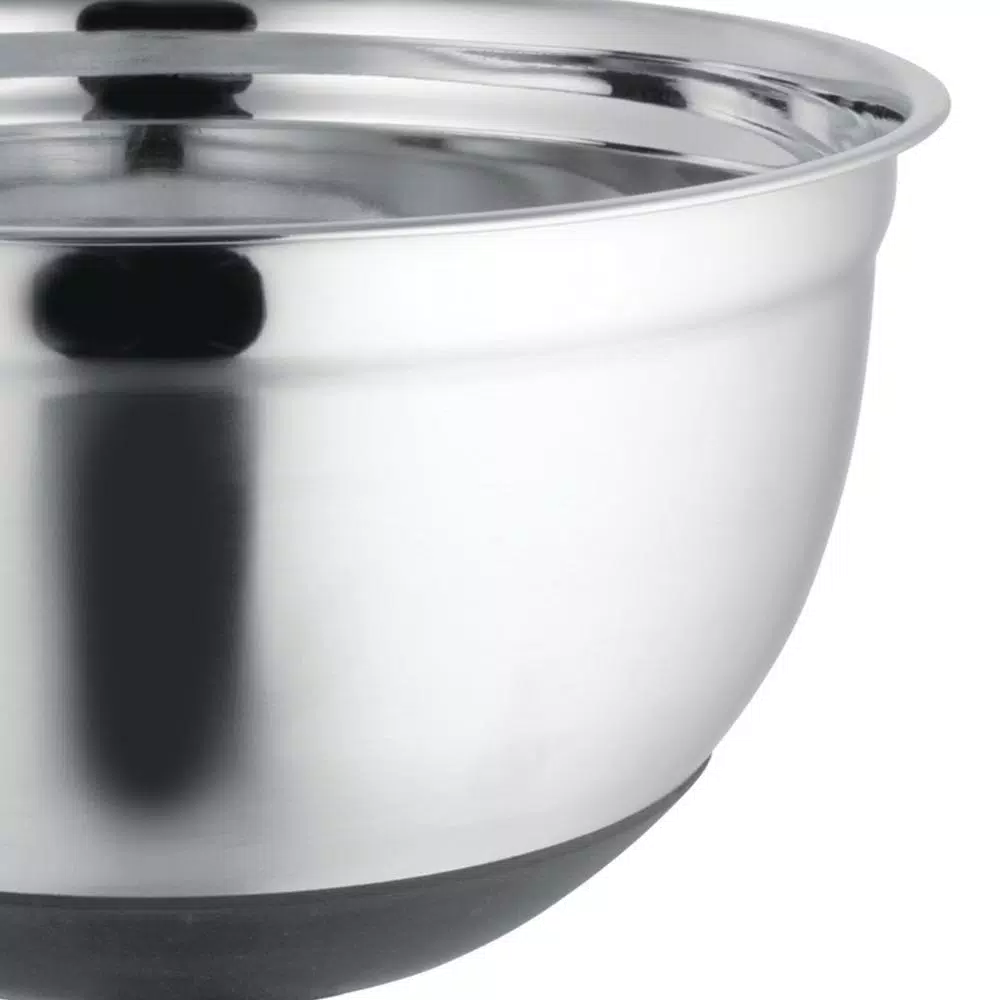 Home Basics Stainless Steel Mixing Bowl with Non-Skid Silicone Base, 2.5 Qt