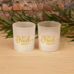 LUMABASE Noel Glass LED Battery Operated Candles with Timer, Gold, Set of 2 thumbnail 2