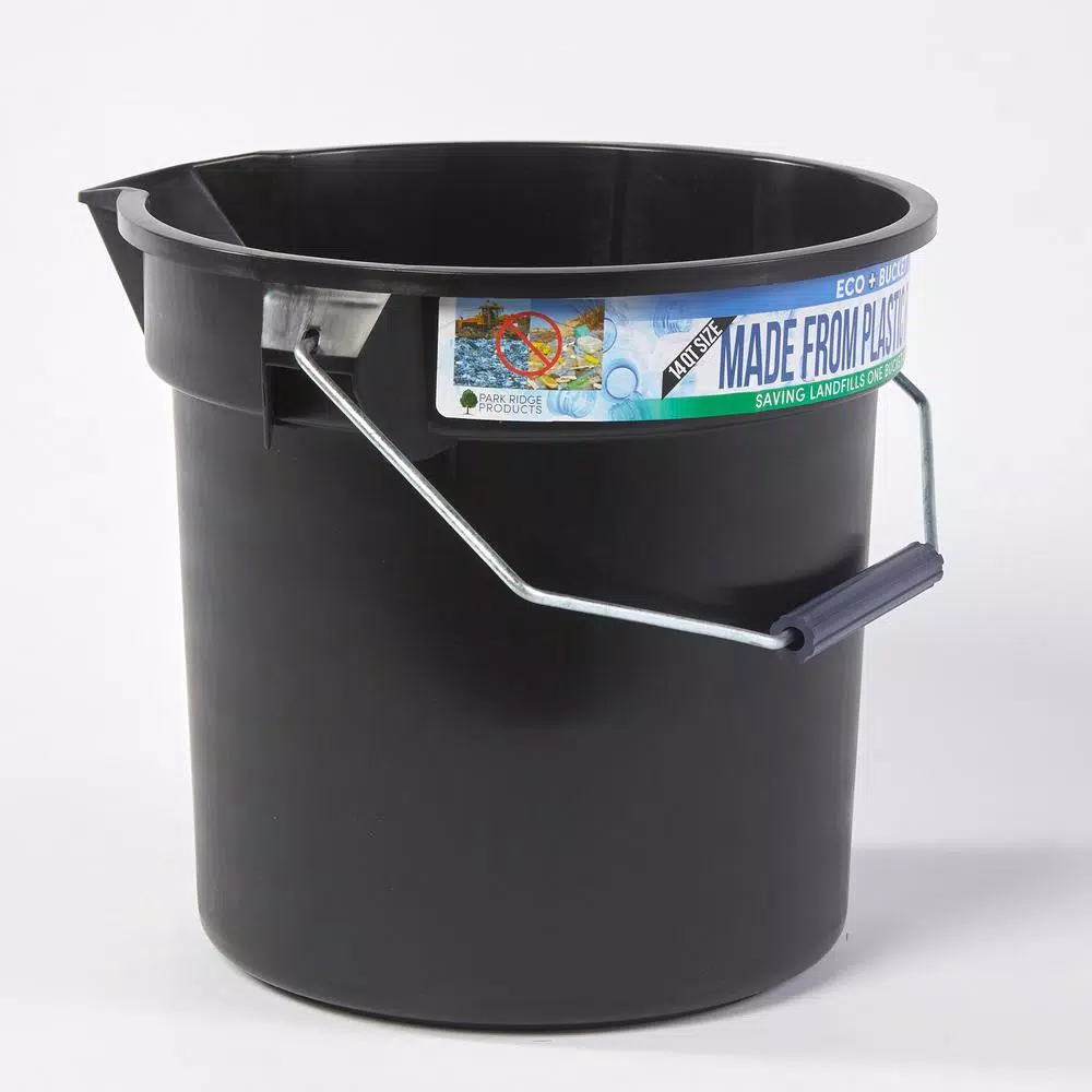 TAFCO PRODUCTS Tafco 3.5 Gal. Black Round Utility ECO Bucket, 14 Qt. Heavy-Duty Recycled Plastic Pail