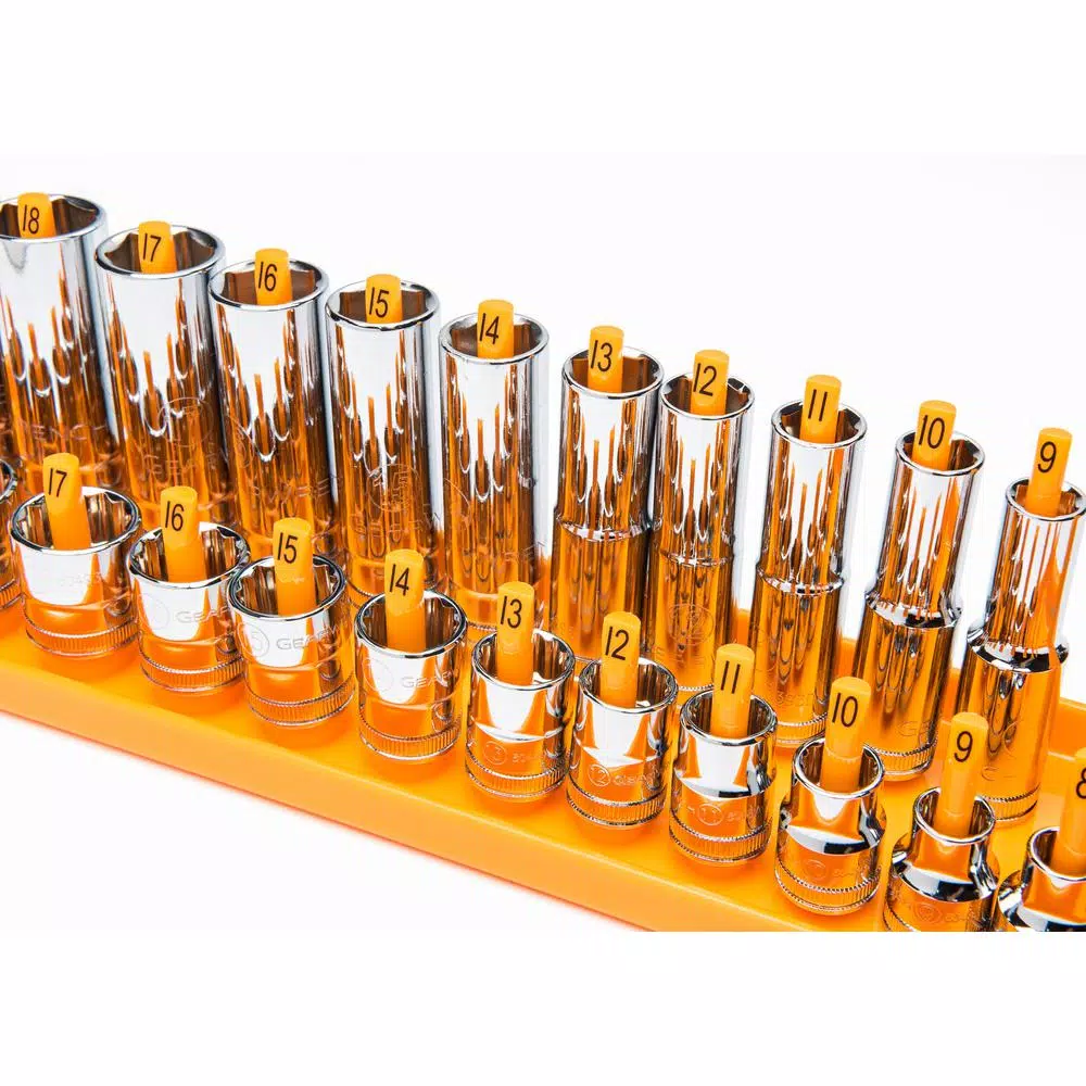GearWrench 3-Piece Metric Socket Tray Set for 1/4 in., 3/8 in., and 1/2 in. Drives