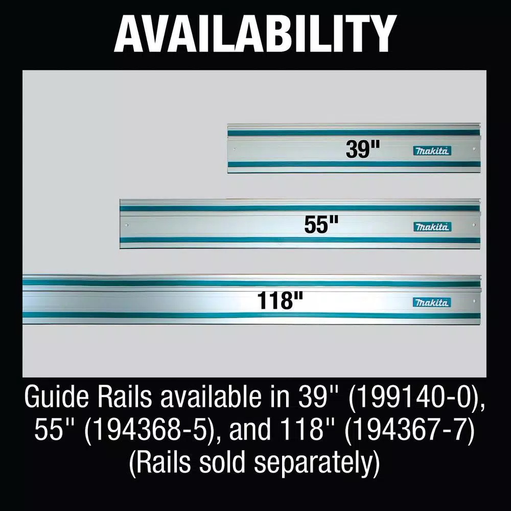 Makita 18V X2 LXT (36V) Brushless 6-1/2" Plunge Circular Saw Kit with 55" Guide Rail and 2-Pack Clamps