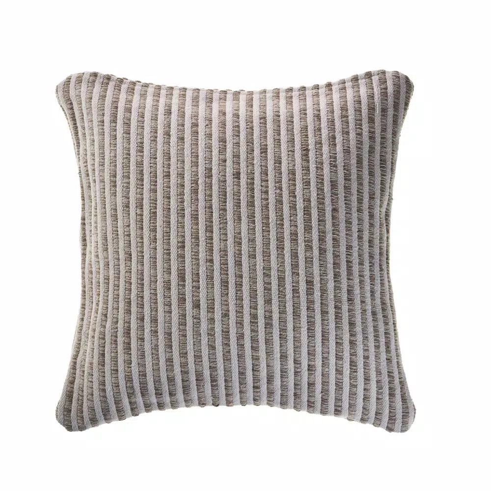 LR Home Beige and Cream Striped 22 in. x 22 in. 100% Cotton Throw Pillow