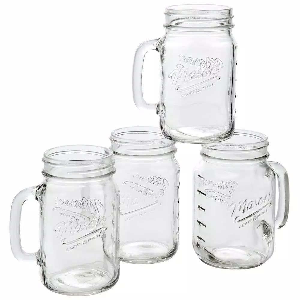 Unbranded Mason Craft and More 6-Piece Glass Beverage Dispenser Set with Metal Rack and 16 oz. Mugs
