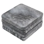 Unbranded Jodhpuri 4-Piece Gray Marble Coaster Set - Natural Stone Coasters for Home Decor thumbnail 1