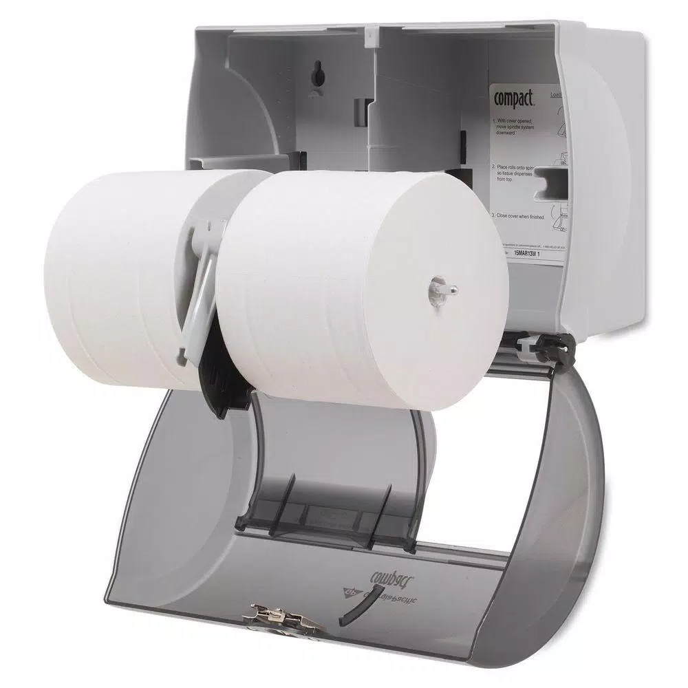 Georgia-Pacific Compact Side-by-Side Double Roll Bathroom Tissue Dispenser, Translucent Smoke