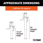 CURT Bracket-Mount Swivel Trailer Jack with Side Handle, 2,000 lbs. Capacity, 15 in. Travel thumbnail 6