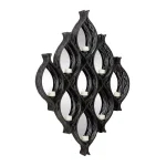 LITTON LANE Eclectic Large Black Diamond Mesh Metal Wall Sconce with Mirror Inlays thumbnail 3