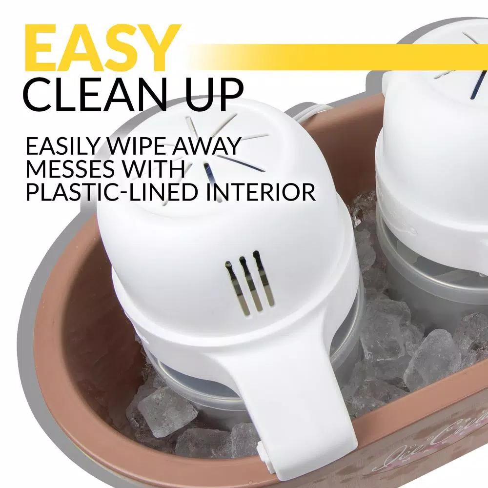 Nostalgia 4 Qt. Double Flavor Ice Cream Maker, Brown Countertop Electric Machine