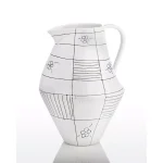 Abigails Black and White Ceramic Graffiti Pitcher, 60 fl. oz. - Handmade in Portugal thumbnail 1