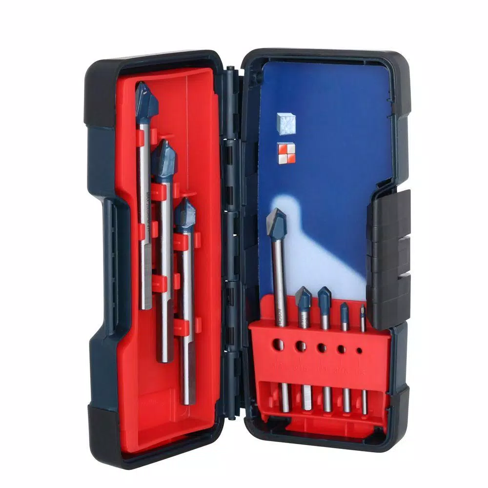 Bosch 8-Piece Carbide-Tipped Glass and Tile Drill Bit Set with 3-Flat Shank