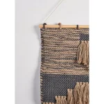 LR Home Rustic Natural and Black Fringed Wall Tapestry - Hand-Loomed Jute and Cotton Wall Hanging thumbnail 5
