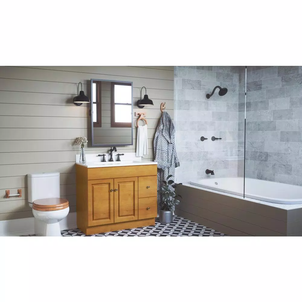 Design House Dalton Solid Oak Hand Towel Ring - Honey Oak