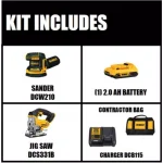 DEWALT 20V MAX XR Brushless 5 in. Random Orbital Sander & Jigsaw Combo Kit with 2.0 Ah Battery thumbnail 2