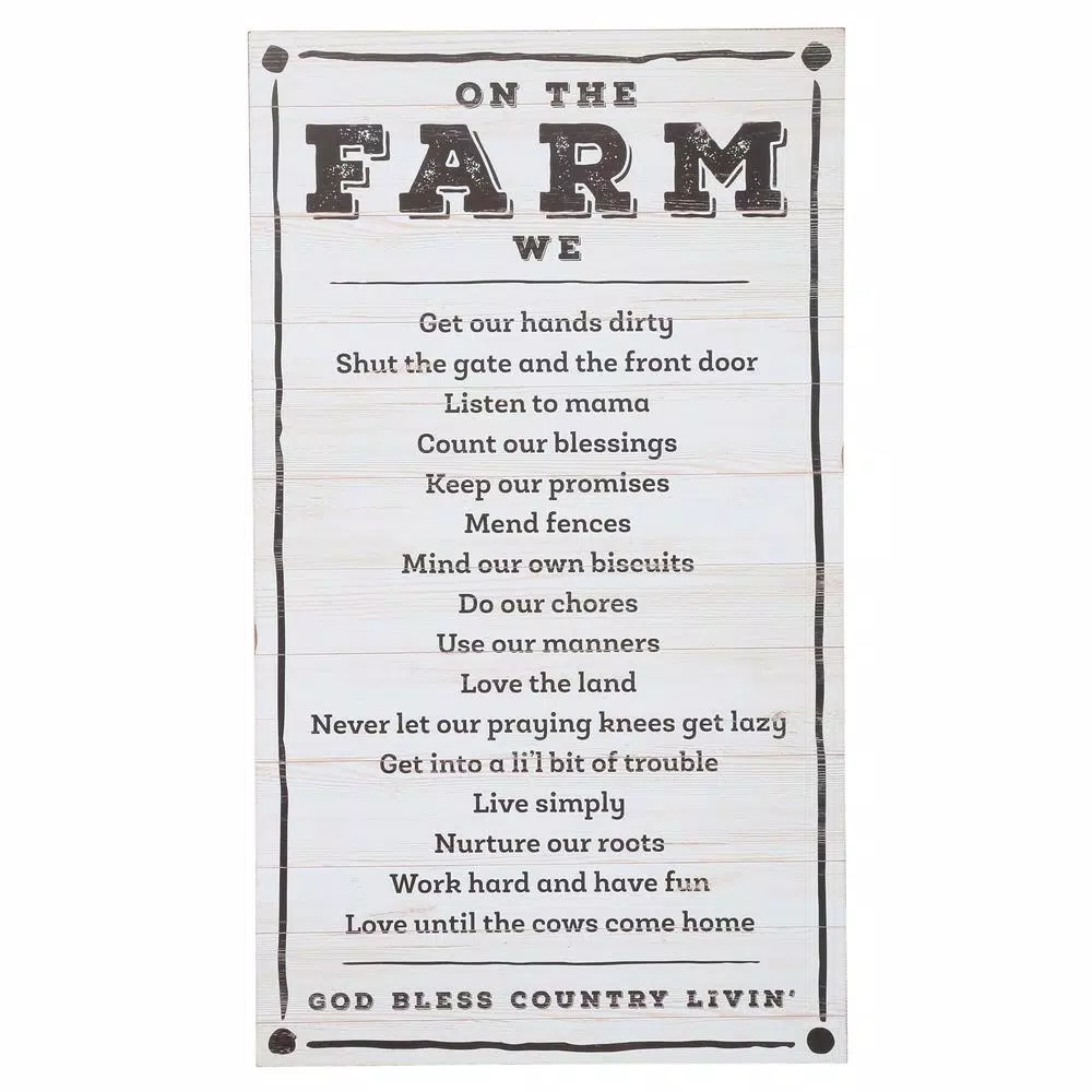3R Studios On the Farm Rustic Wood Sign - 26 x 15 in. Farmhouse Wall Art