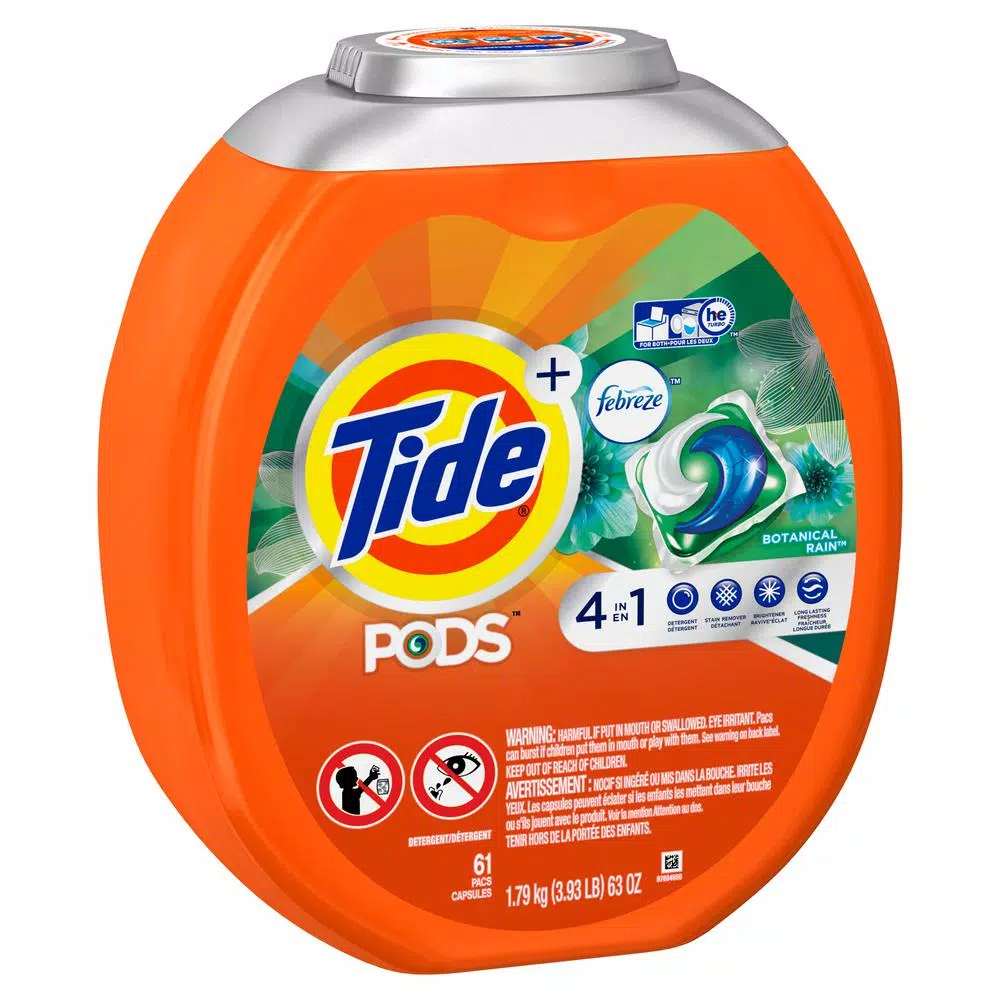 Tide PODS Plus Febreze Laundry Detergent, Botanical Rain Scent, High Efficiency, 61 Count