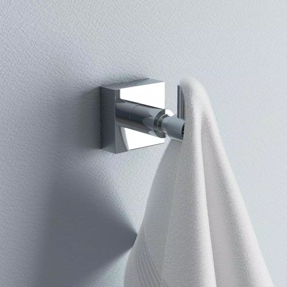 No Drilling Required Hukk Single Robe Hook in Chrome - No-Drill Mounting System