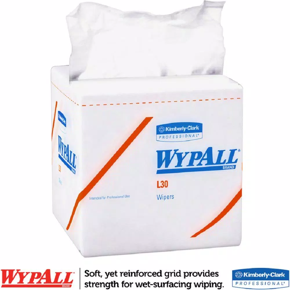 WYPALL L30 White Quarterfold Wipers, 1-Ply, 90-Count