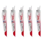 Milwaukee AX 6 in. 5 TPI Wood & Nail Embedded Reciprocating Saw Blades (5-Pack) thumbnail 1