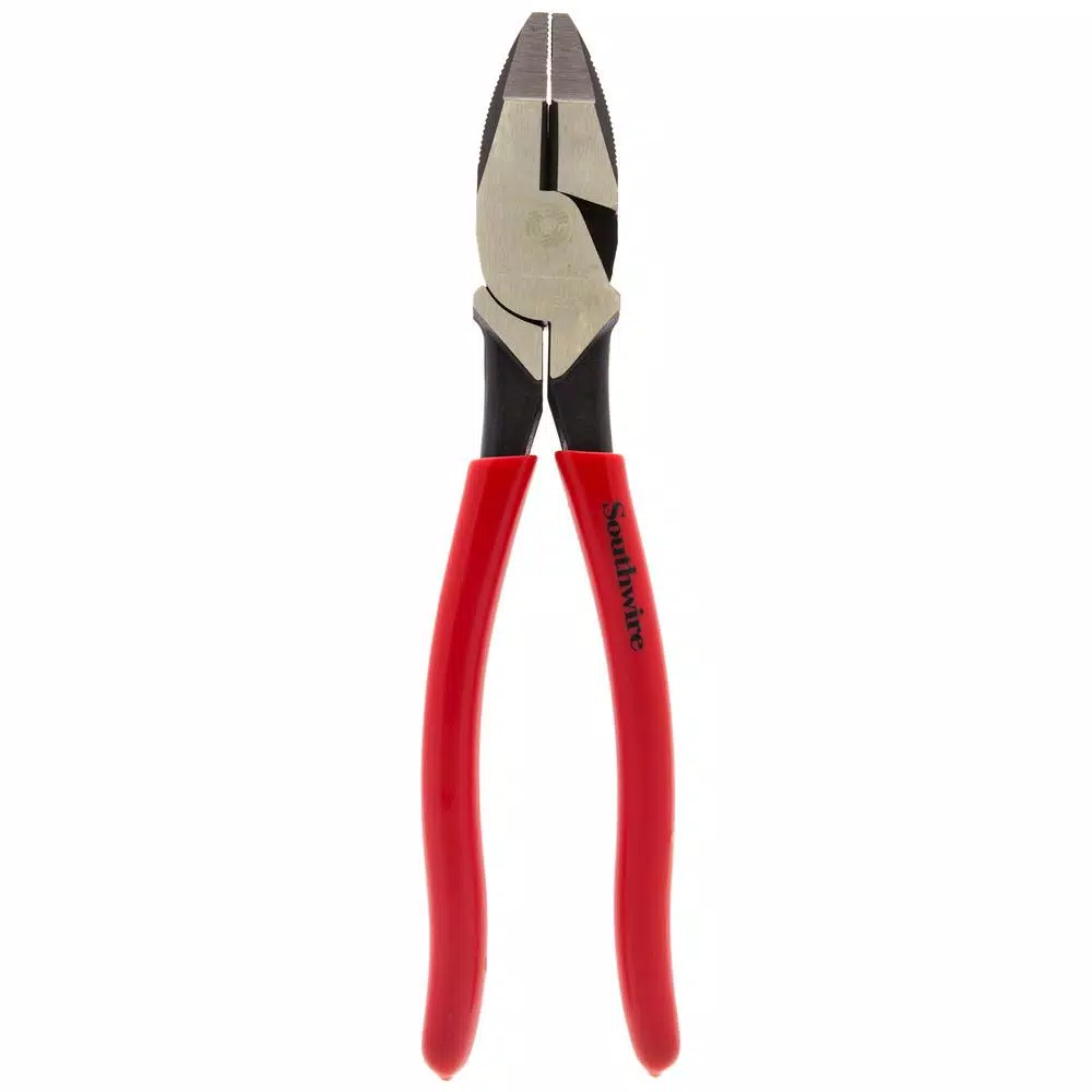 Southwire 9 in. Hi-Leverage Side Cutting Pliers with Crimper and Dipped Handles