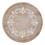 Kate and Laurel Sherald 11 in. White Round Wood Pedestal Tray with Metal Stand thumbnail 4
