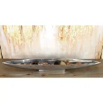 LITTON LANE Modern Reflections 36 in. Polished Silver Aluminum Canoe-Shaped Decorative Bowled Tray thumbnail 1