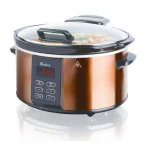 Euro Cuisine 6 Qt. Copper Electric Digital Slow Cooker with Programmable Timer and Hinged Glass Lid thumbnail 1