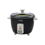 PREMIUM 6-Cup Black Rice Cooker and Steamer with Non-Stick Pot and Tempered Glass Lid thumbnail 3