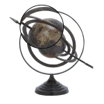 LITTON LANE Modern Black Armillary Sphere Globe with Spear Finials and Sepia Map thumbnail 3