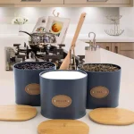 MegaChef 5-Piece Kitchen Canister Set with Bamboo Lids and Metal Construction thumbnail 1
