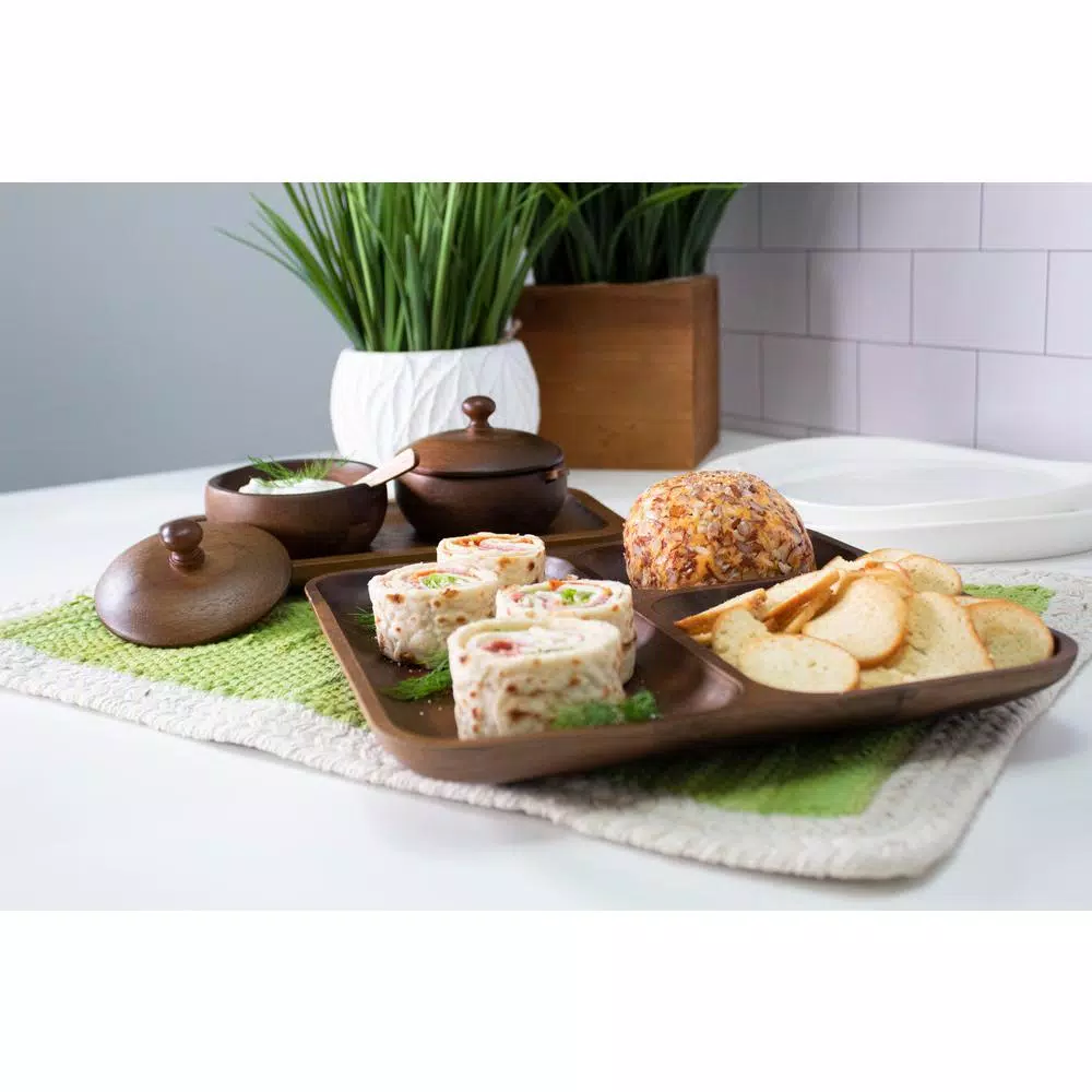 BergHOFF Acacia Natural Wood Round Serving Tray Set, 2-Piece