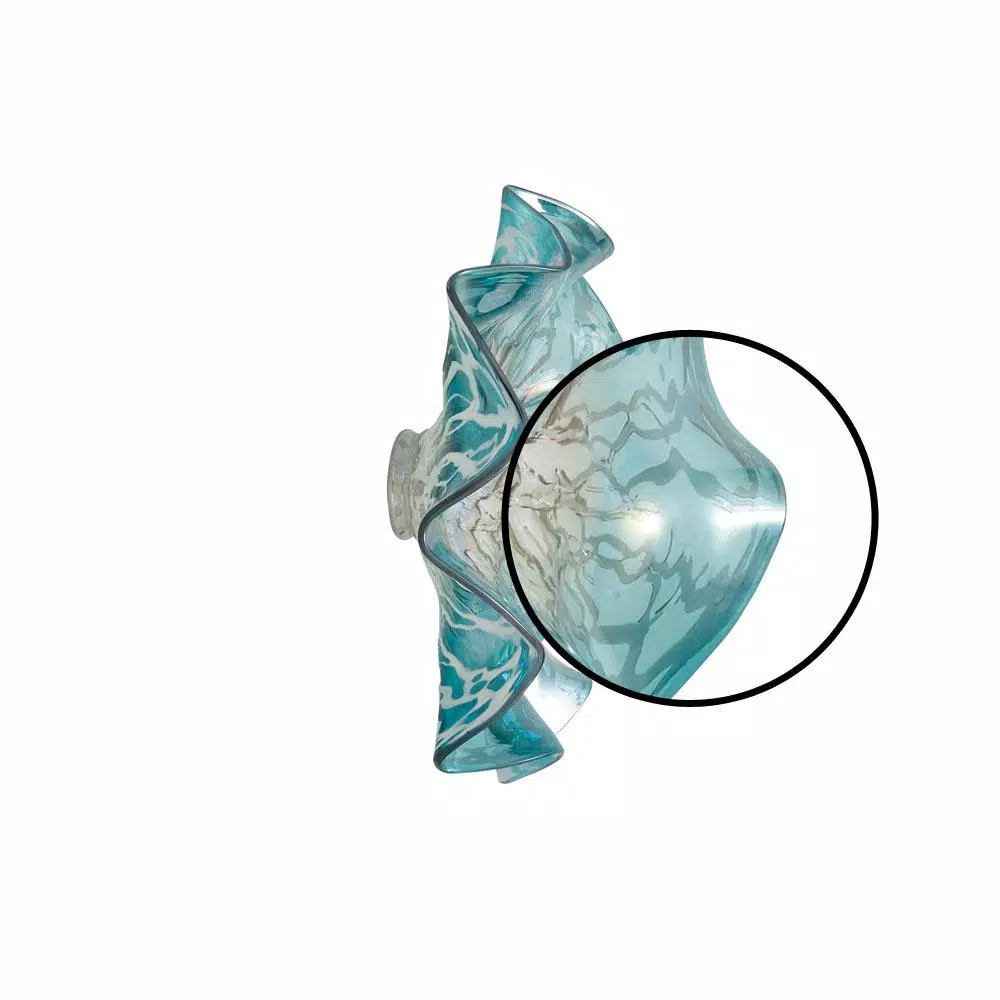 LITTON LANE Wavy Aquamarine and Gray Glass Wall Plate - Scalloped Decorative Wall Decor