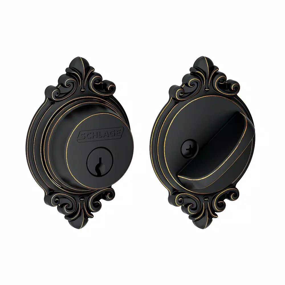 Schlage Brookshire Single Cylinder Deadbolt, Aged Bronze, ANSI Grade 1