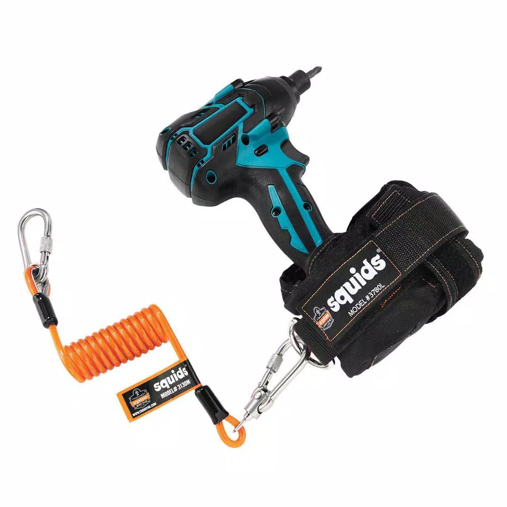Ergodyne Squids 3130M Orange Coiled Cable Tool Lanyard, 5 lb. Capacity