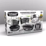 Granitestone 10-Piece Aluminum Hammered Non-Stick Diamond Infused Cookware Set, Pewter thumbnail 2