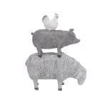 LITTON LANE 3-Stacked Barn Animals Polystone Sculpture - Farmhouse Sheep, Pig, and Chicken Statuary thumbnail 2