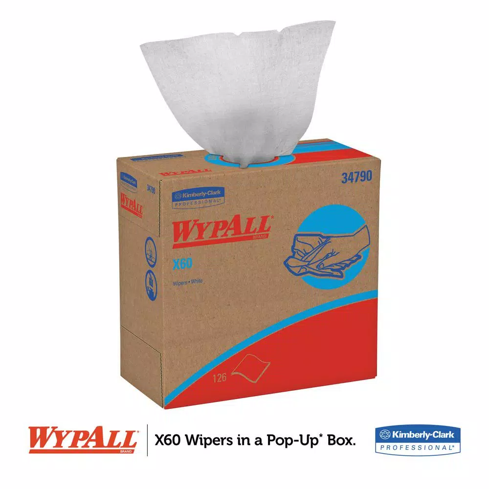 WypAll X60 White Pop-Up Wipers, HydroKnit Technology, 10 Boxes per Case