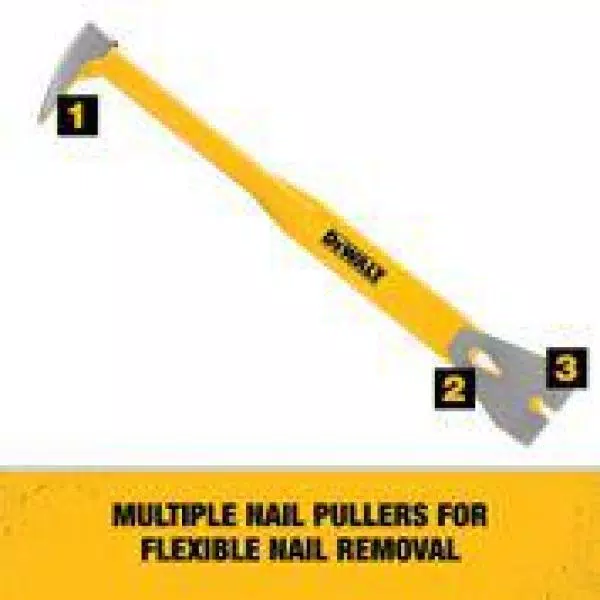 DEWALT 18 in. Precision Pry Bar with Claw and 2.5 in. Blade for Shingles, Sheathing, and Siding