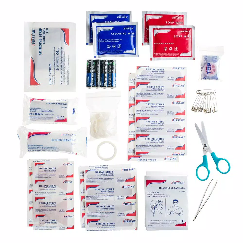Unbranded 52-Piece First Aid Emergency Kit with Built-in Flashlight and Impact Resistant Case