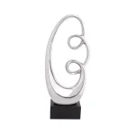 LITTON LANE Modern Reflections 24" Silver Ceramic Abstract Double Loop Oval Sculpture thumbnail 2